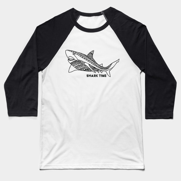 Shark Time Baseball T-Shirt by Get Off My Back 